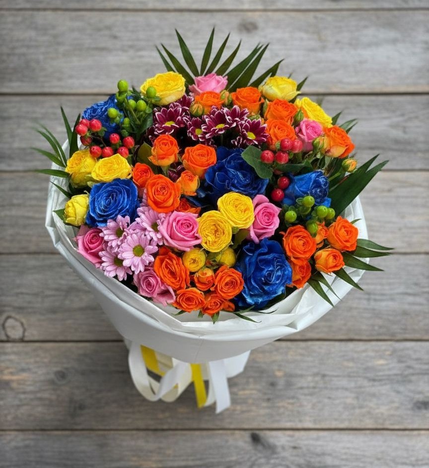 Букет цветов из: Розы и Хризантемы в Туголесский Бор