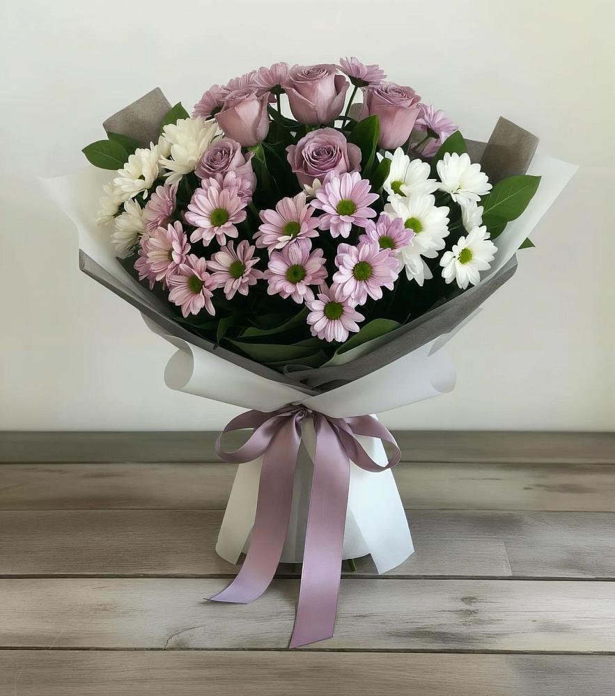 Букет цветов из: Хризантемы и Розы в Туголесский Бор