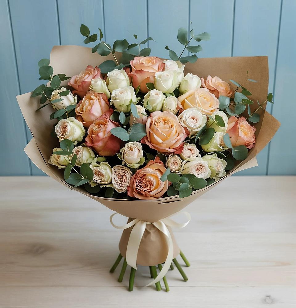 Букет цветов из: Альстромерии и Розы в Туголесский Бор