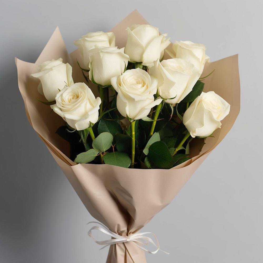 Букет 9 Белых роз Эдлесс Лав в Туголесский Бор