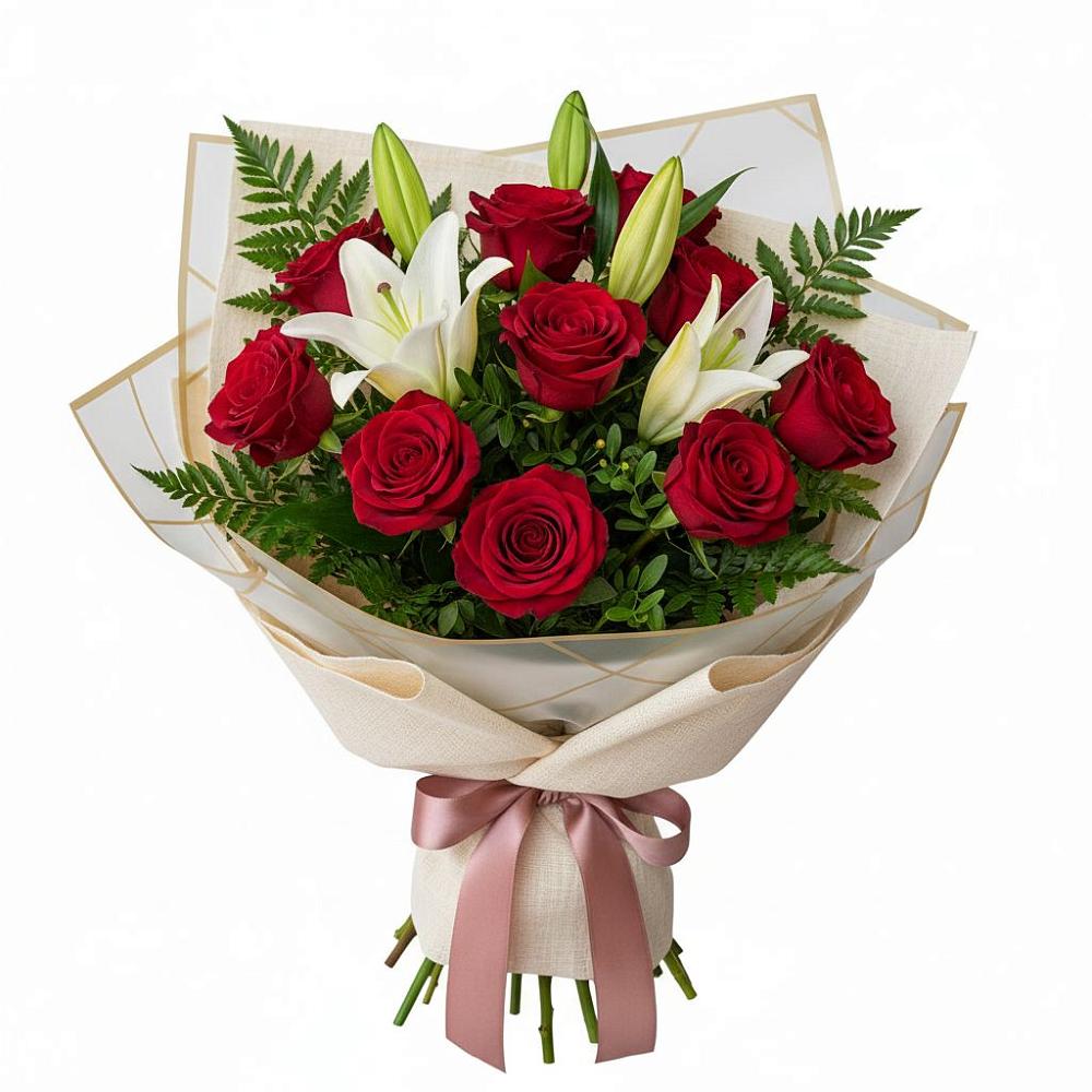 Букет цветов из: Лилии и Розы в Туголесский Бор