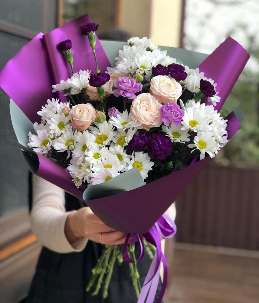 Букет цветов из: Хризантемы, Гвоздики и Розы в Туголесский Бор