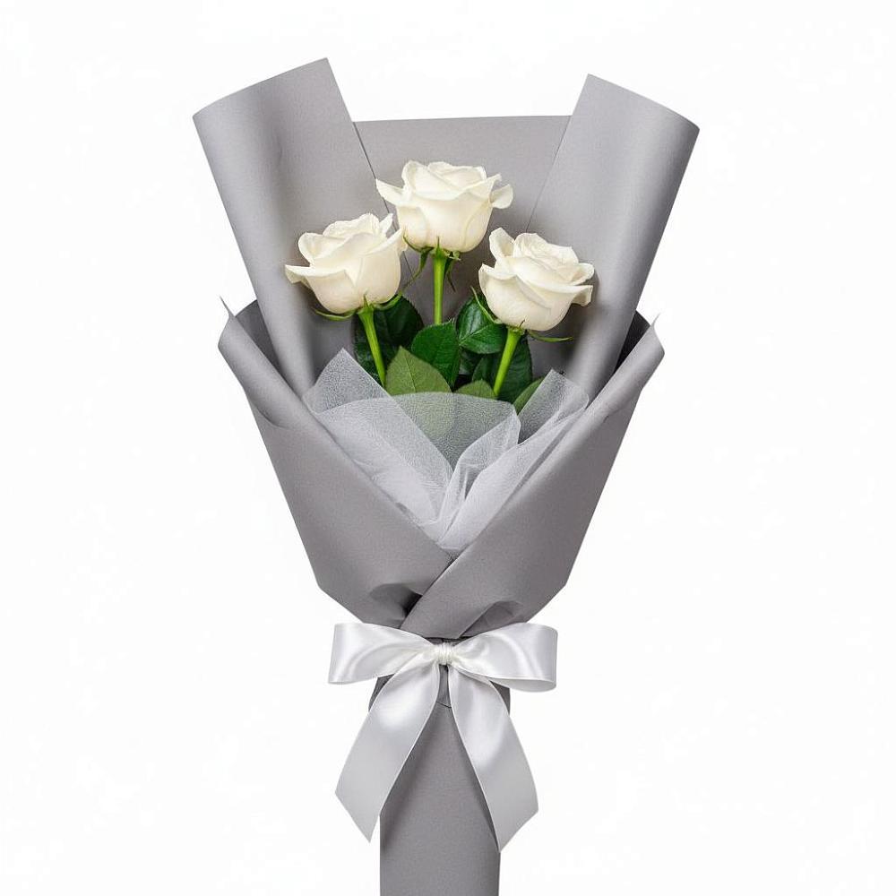 Букет 3 белые розы в Туголесский Бор