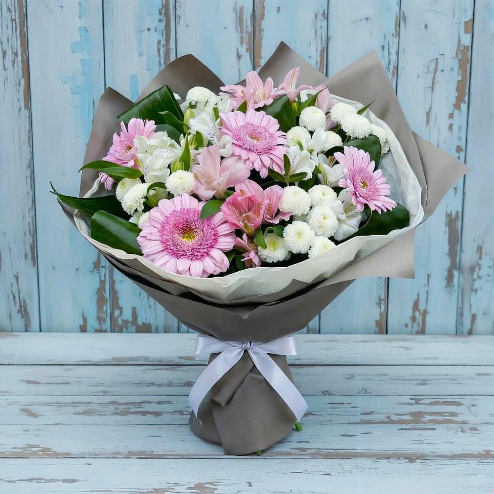 Букет цветов из: Герберы, Альстромерии и Хризантемы в Туголесский Бор