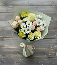 Букет цветов из:  Альстромерии, Розы и Хризантемы в Туголесский Бор